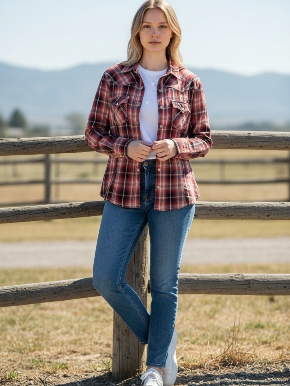 Vintage Panhandle Slim Red Brown Metallic Stripe Plaid Western Shirt Sz XL